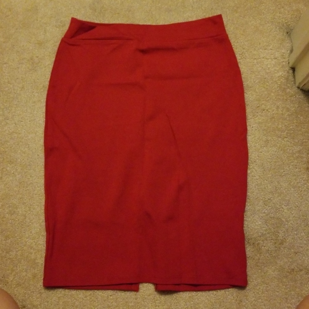 Red pencil skirt